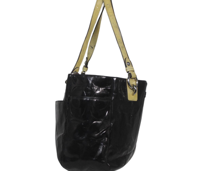 Coach Black Embossed Patent Leather Tote Bag