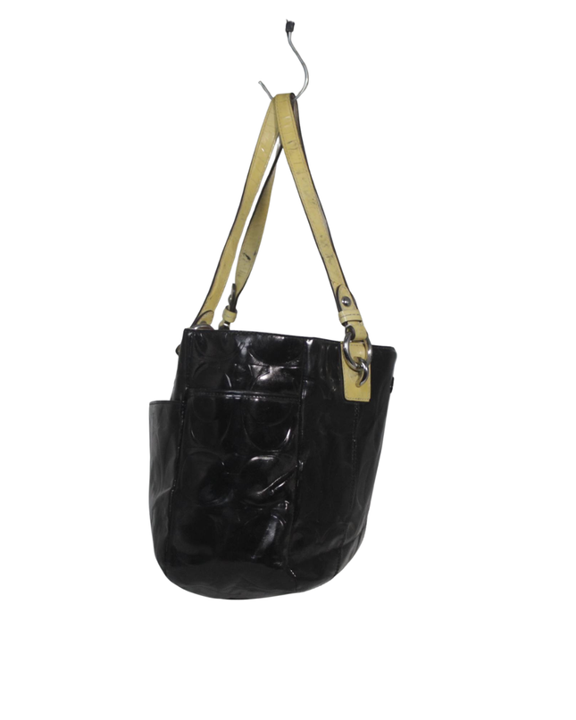 Coach Black Embossed Patent Leather Tote Bag