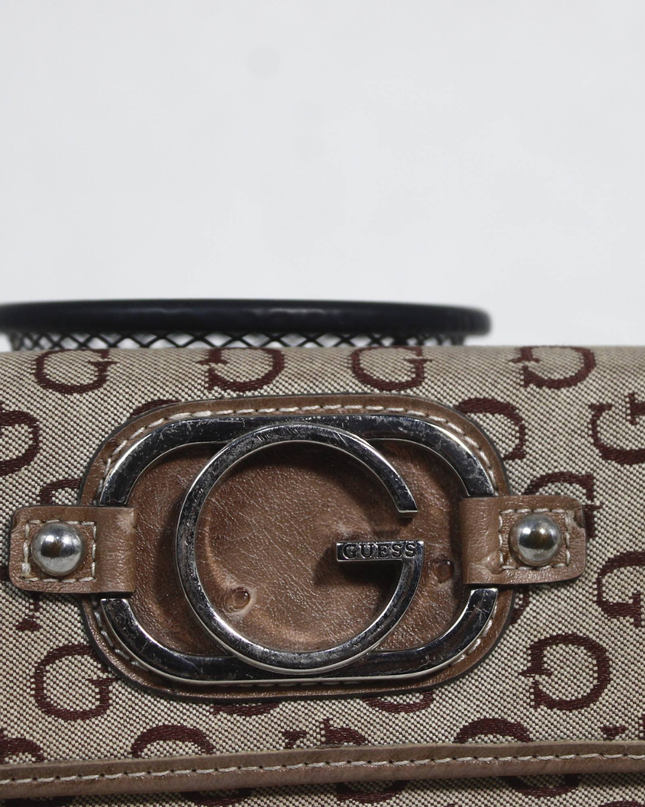Guess Brown Monogram Logo Wallet Clutch