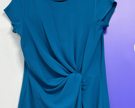 Lily & Franc Teal Knotted Front Midi Dress