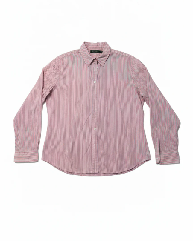 Lauren Ralph Lauren Pink Striped Long Sleeve Button Down Shirt