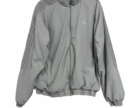 Adidas Grey Classic Three-Stripe Lightweight Track Jacket