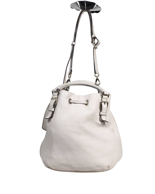 Kate Spade Off-white Pebbled Leather Drawstring Bucket Bag