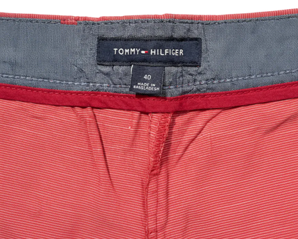 Tommy Hilfiger Men's Red Fine Striped Classic Chino Shorts