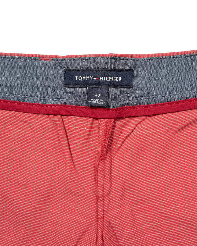 Tommy Hilfiger Men's Red Fine Striped Classic Chino Shorts