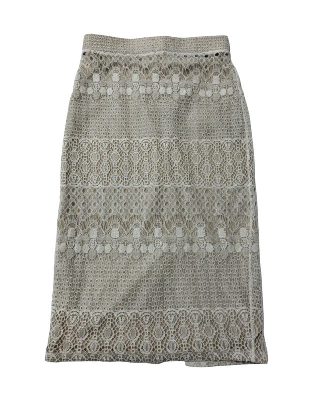 Bar III Cream Lace Overlay Pencil Skirt