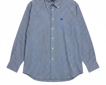 Ralph Lauren Blue Gingham Custom Fit Long Sleeve Shirt