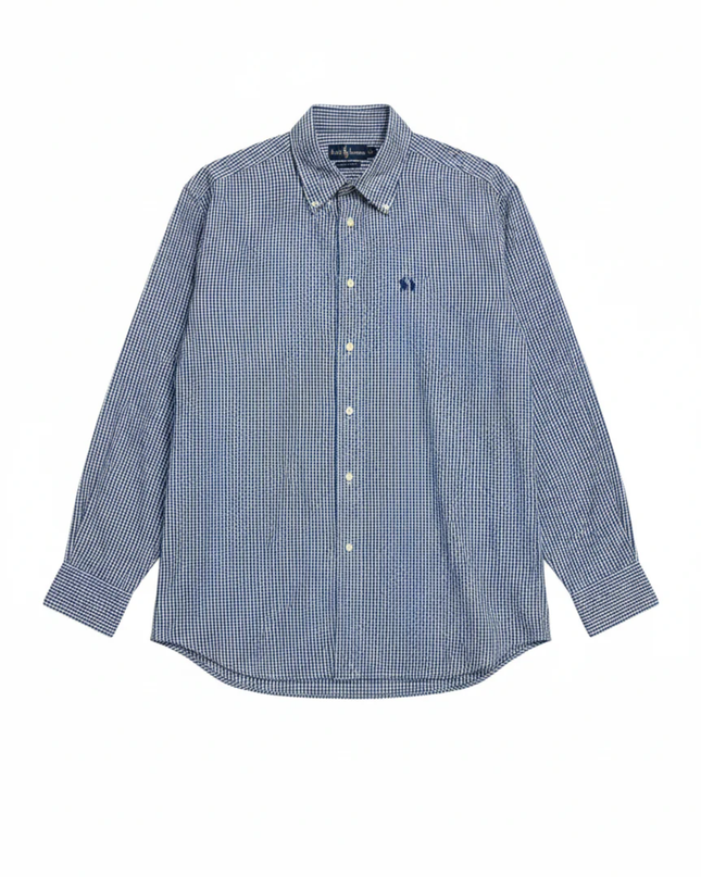 Ralph Lauren Blue Gingham Custom Fit Long Sleeve Shirt