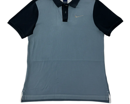 Nike Color-Block Blue Short Sleeve Cotton Polo Shirt