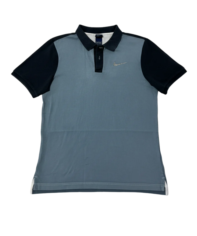 Nike Color-Block Blue Short Sleeve Cotton Polo Shirt