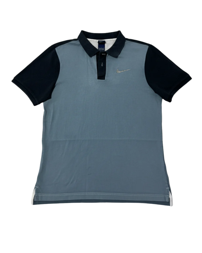Nike Color-Block Blue Short Sleeve Cotton Polo Shirt