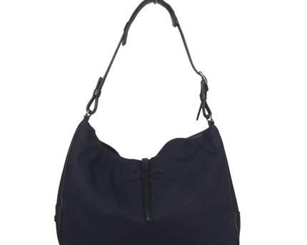 Coach Navy Nylon and Leather Shoulder Bag