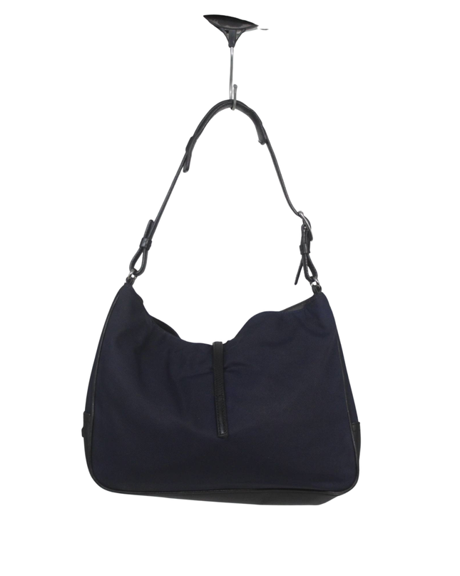 Coach Navy Nylon and Leather Shoulder Bag