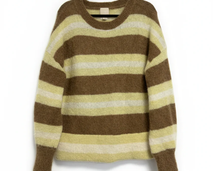 H&M Brown and Yellow Striped Mohair Blend Sweater