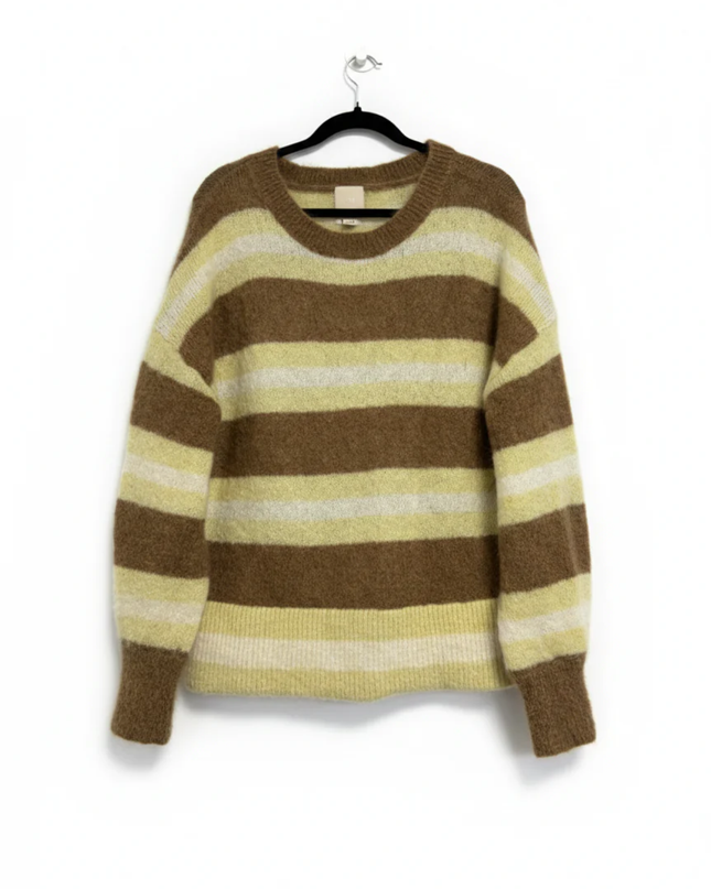 H&M Brown and Yellow Striped Mohair Blend Sweater