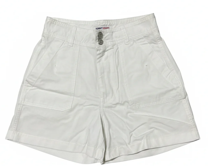 Tommy Jeans White High-Waisted Utility Cotton Shorts