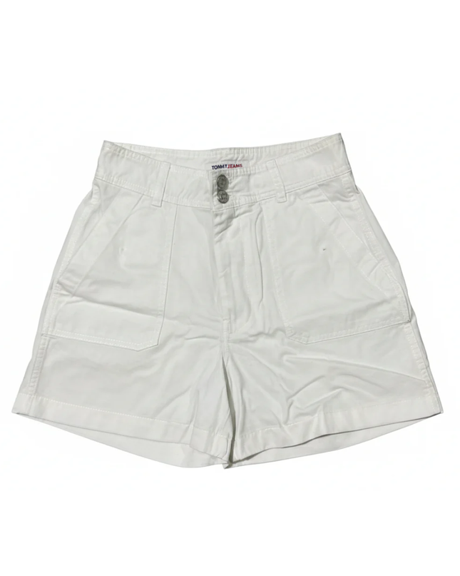Tommy Jeans White High-Waisted Utility Cotton Shorts
