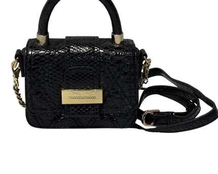 Roccobarocco Black Snakeskin-Embossed Mini Top-Handle Bag