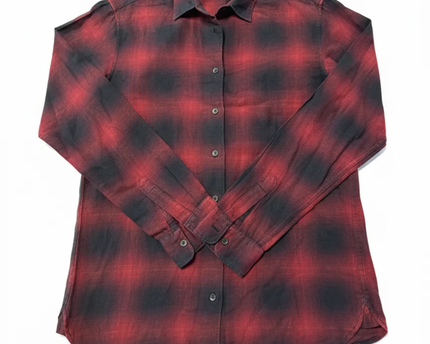 Uniqlo Red & Black Plaid Flannel Button Down Shirt