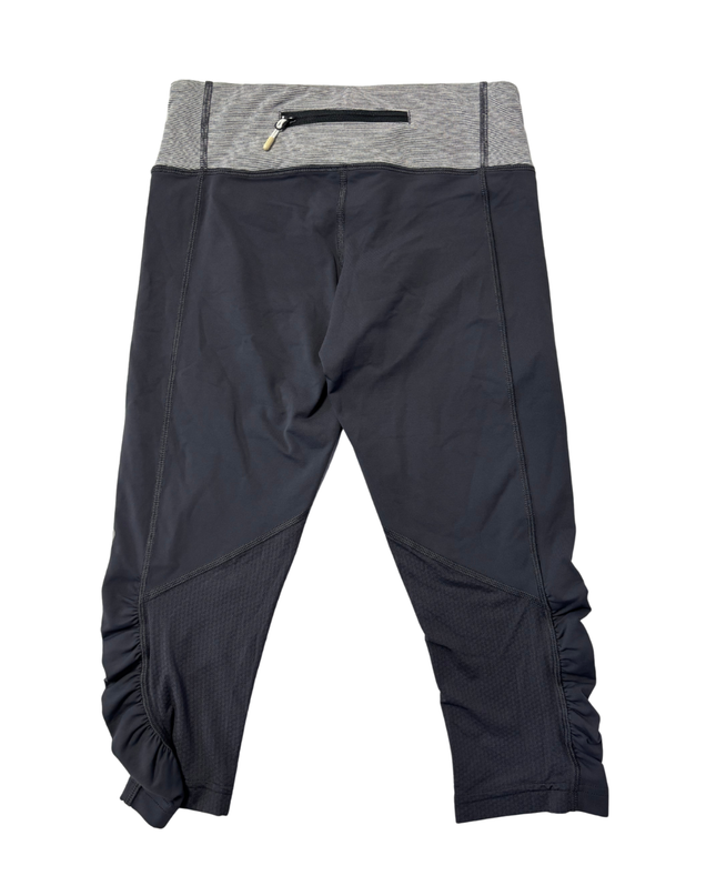 Lululemon Grey Striped Waist Ruched Crop Leggings