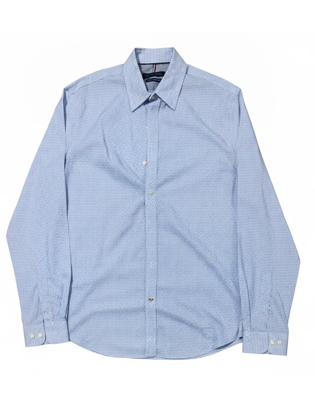 Tommy Hilfiger Light Blue Gingham Check Slim Fit Long Sleeve Shirt