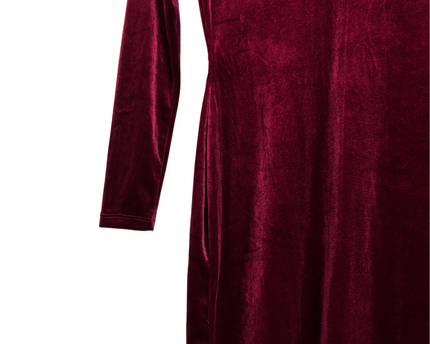 H&M Divided Burgundy Velvet V-Neck Long Sleeve Mini Dress
