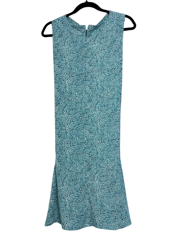 Michael Kors Teal Patterned Twist Neck Sleeveless Dress