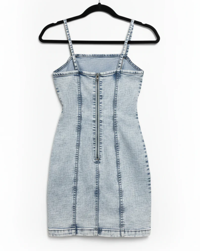 DIVIDED H&M Light Blue Acid Wash Denim Mini Dress