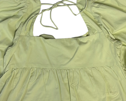 Abercrombie & Fitch Pale Green Puff Sleeve Peplum Top