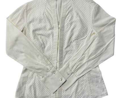 Nara Camicie White Pleated Long Sleeve Blouse