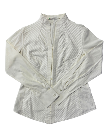 Nara Camicie White Pleated Long Sleeve Blouse