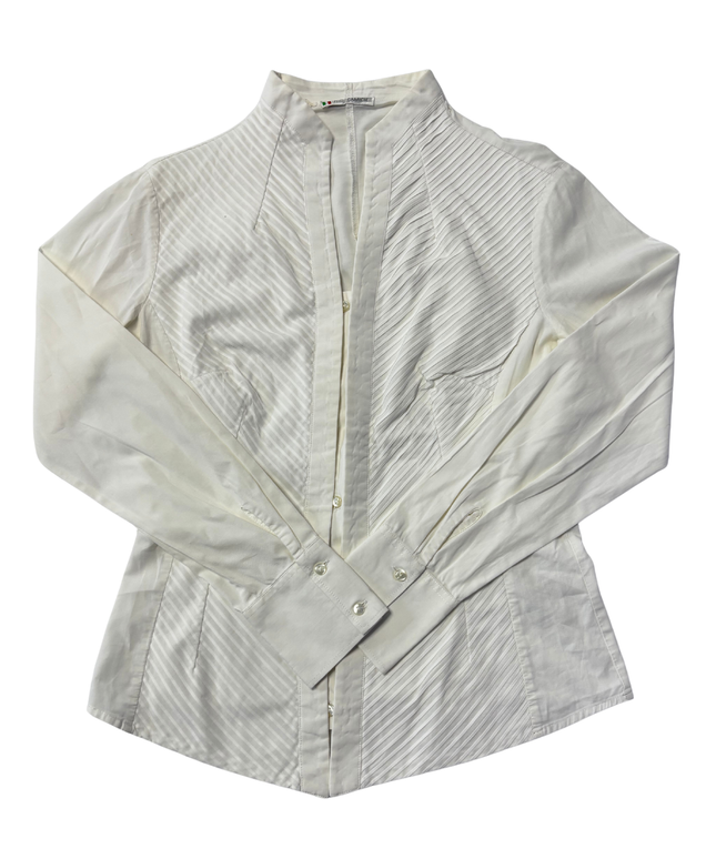 Nara Camicie White Pleated Long Sleeve Blouse