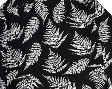 H&M Black Fern Leaf Print Long Sleeve Button Down Shirt