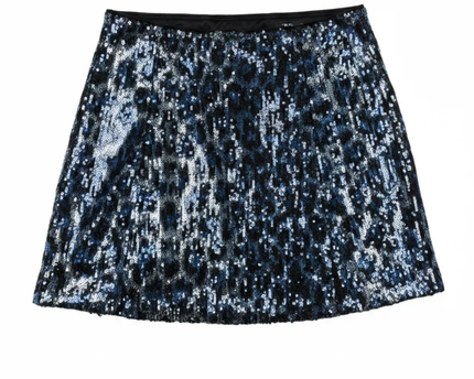 Zara Blue Sequin Animal Print Mini Skirt W/Tags