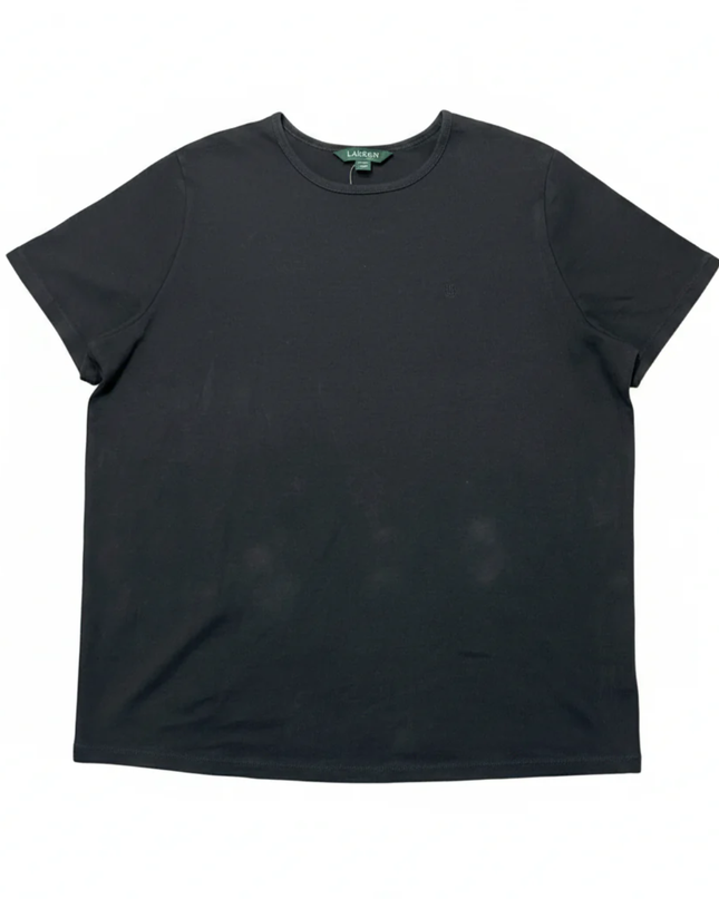 Lauren Ralph Lauren Black Ribbed Cotton T-Shirt