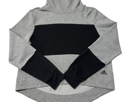 Adidas Gray Colorblock High Neck Logo Tape Sweatshirt