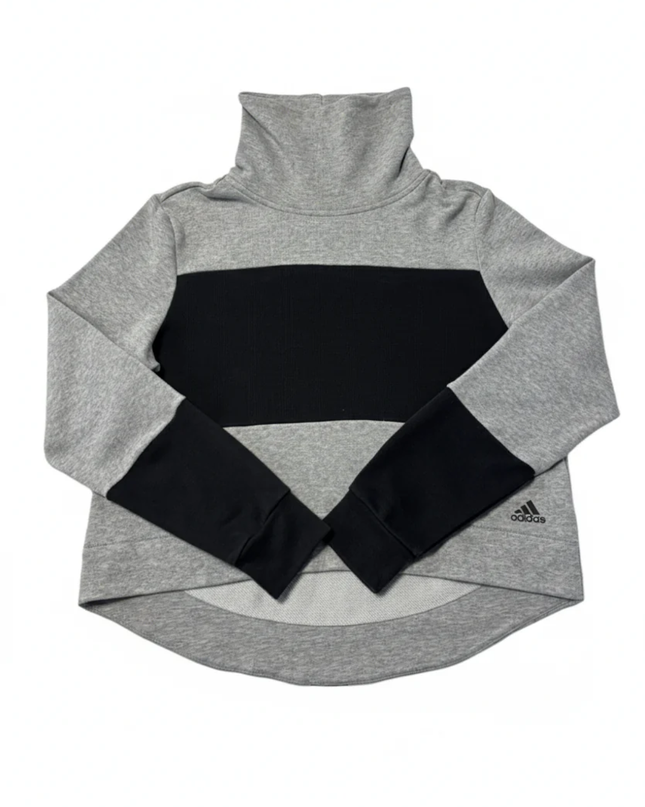 Adidas Gray Colorblock High Neck Logo Tape Sweatshirt