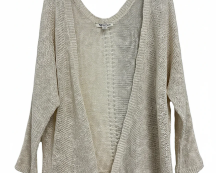 ROXY Cream Open Knit Relaxed Cardigan