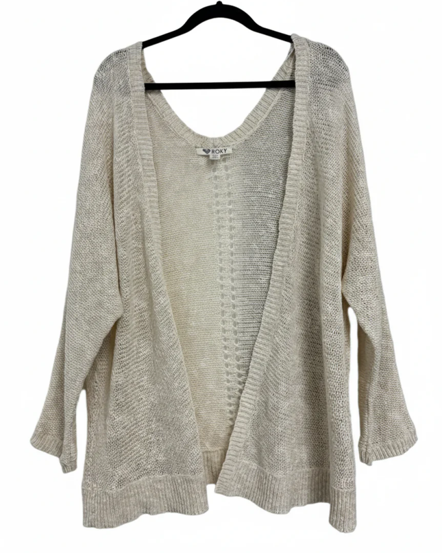 ROXY Cream Open Knit Relaxed Cardigan