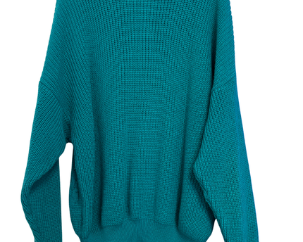 Australian BY L'ALPINA Vintage Teal V-Neck Cable Knit Sweater