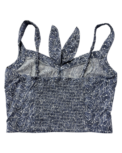Hollister Blue Leaf Print Tie-Front Crop Top