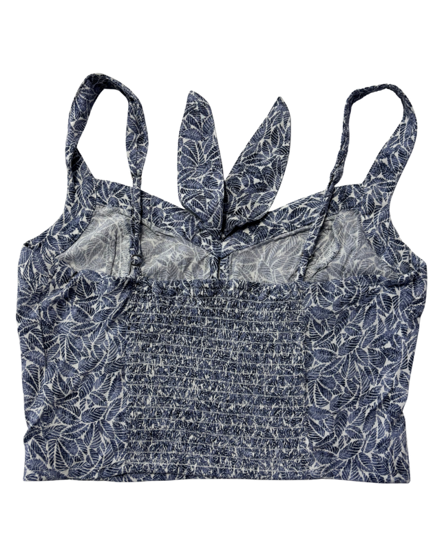 Hollister Blue Leaf Print Tie-Front Crop Top