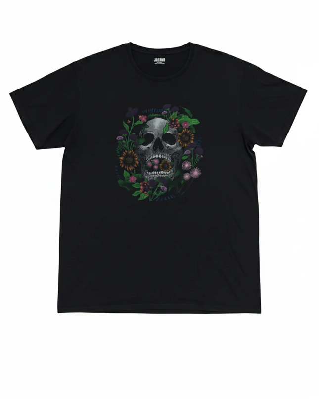 Jacamo Black Skull & Floral Graphic T-Shirt