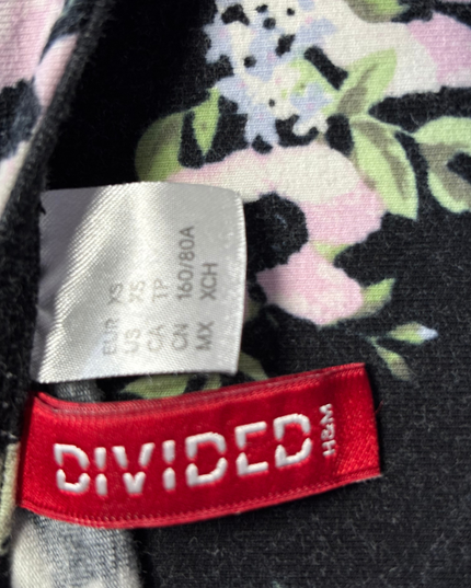 H&M Divided Black Floral Sleeveless Skater Dress