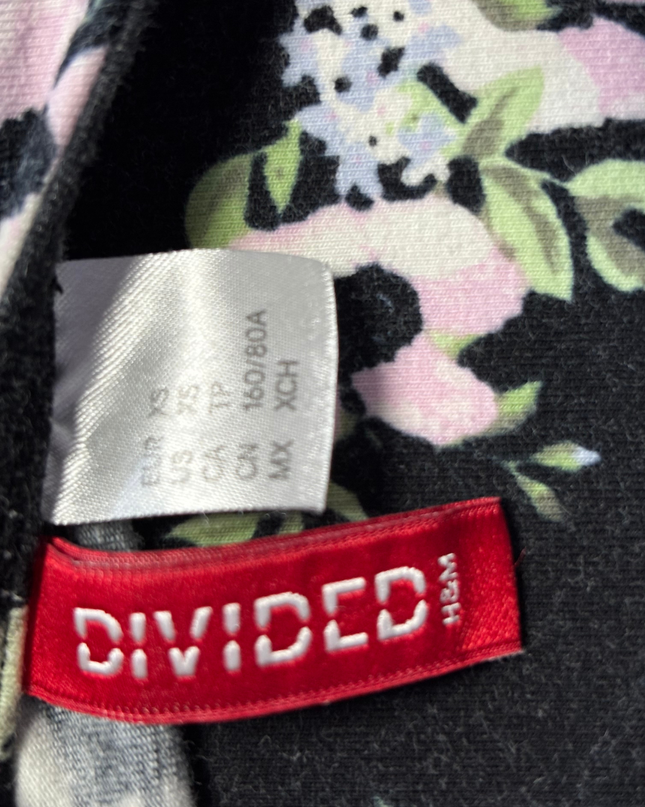 H&M Divided Black Floral Sleeveless Skater Dress