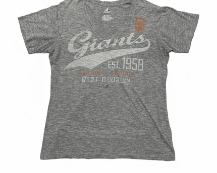 Majestic Gray San Francisco Giants V-Neck Graphic Tee