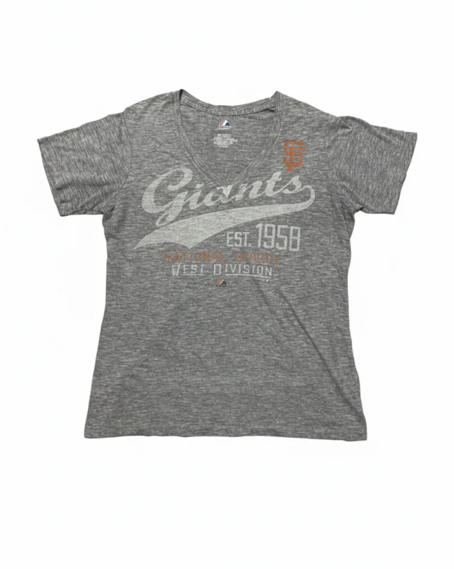 Majestic Gray San Francisco Giants V-Neck Graphic Tee