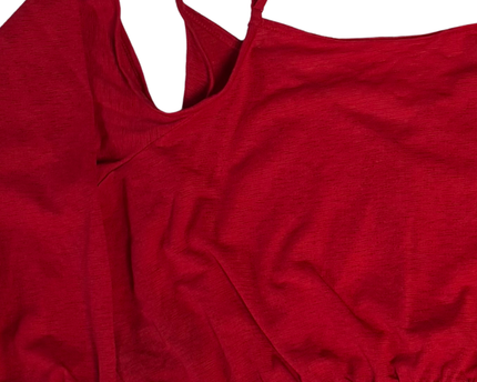 Divided Red Cold Shoulder Button-Front Tie-Hem Crop Top