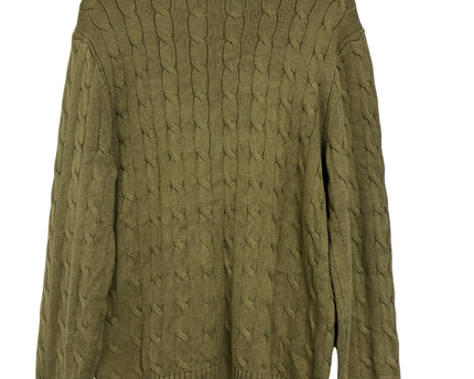 Polo Ralph Lauren Olive Green Cable Knit Crewneck Sweater