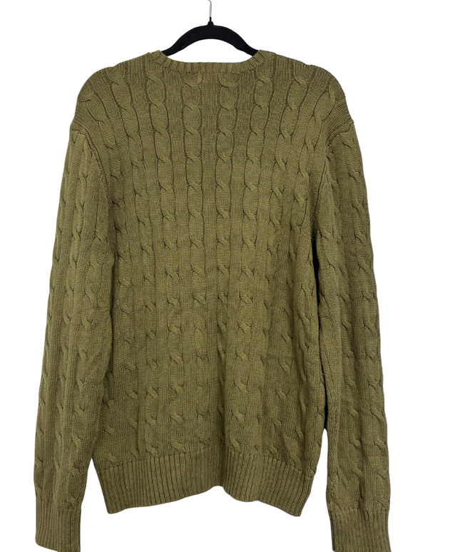 Polo Ralph Lauren Olive Green Cable Knit Crewneck Sweater